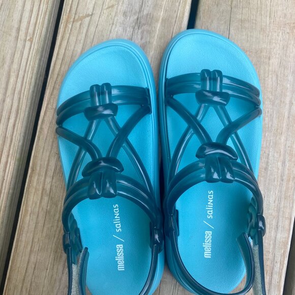 Melissa Aqua Turquoise Blue Salinas Jelly Sandals Size 7/ EU 38 - Picture 2 of 3